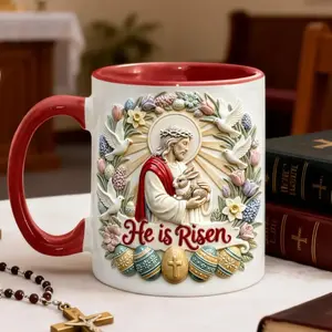 He Is Risen Christian Easter Mug, Jesus Resurrection Religious Design Coffee Cup, Faith Believer Gift, Church Worship Inspirational Daily Use Mug