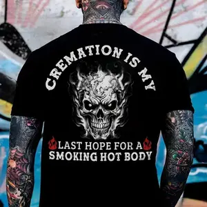 CREMATION IS MY LAST HOPE FOR A SMOKING HOT BODY unisex shirt, Hoodie, Sweatshirt, Spooky Season, October Vibes Only, bold graphic tee, graphic tee shirt, Aesthetic, Skeleton Graphic,Trendy, 90s, Daily Wear, spooky halloween shirt, tattoo tee