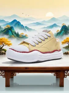 Unisex Casual Canvas Shoes, Comfortable Low Top Flatform Sneakers, Patchwork Design, Rubber Sole, All Season Wear, Medium Width