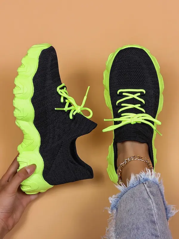 2024 Summer Lace-up Low Top Slip on Women Sneakers, Comfortable Ankle Socks Shoes, Knit Sports Running Shoes, Back To School Women's Workout Sneakers As Gift, for Fall Outfit 7