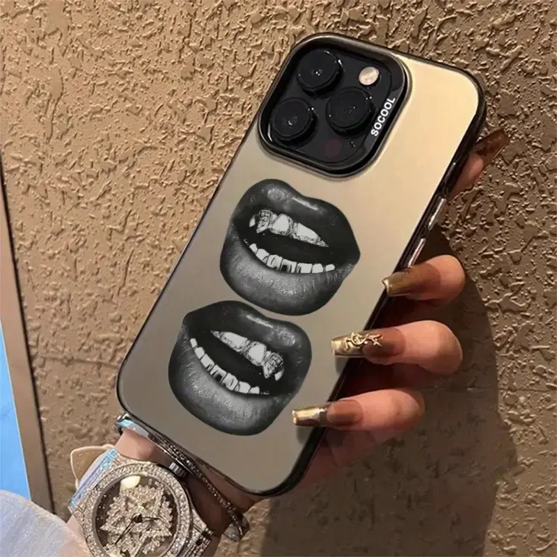 Plastic-TPU Mouth Art Smartphone Sticker, Cute Mixed-Color High-Quality Mobile Phone Accessory for iPhone 16/16Plus/16Pro/16Promax, 15/15Plus/15Pro/15Promax & Various iPhones