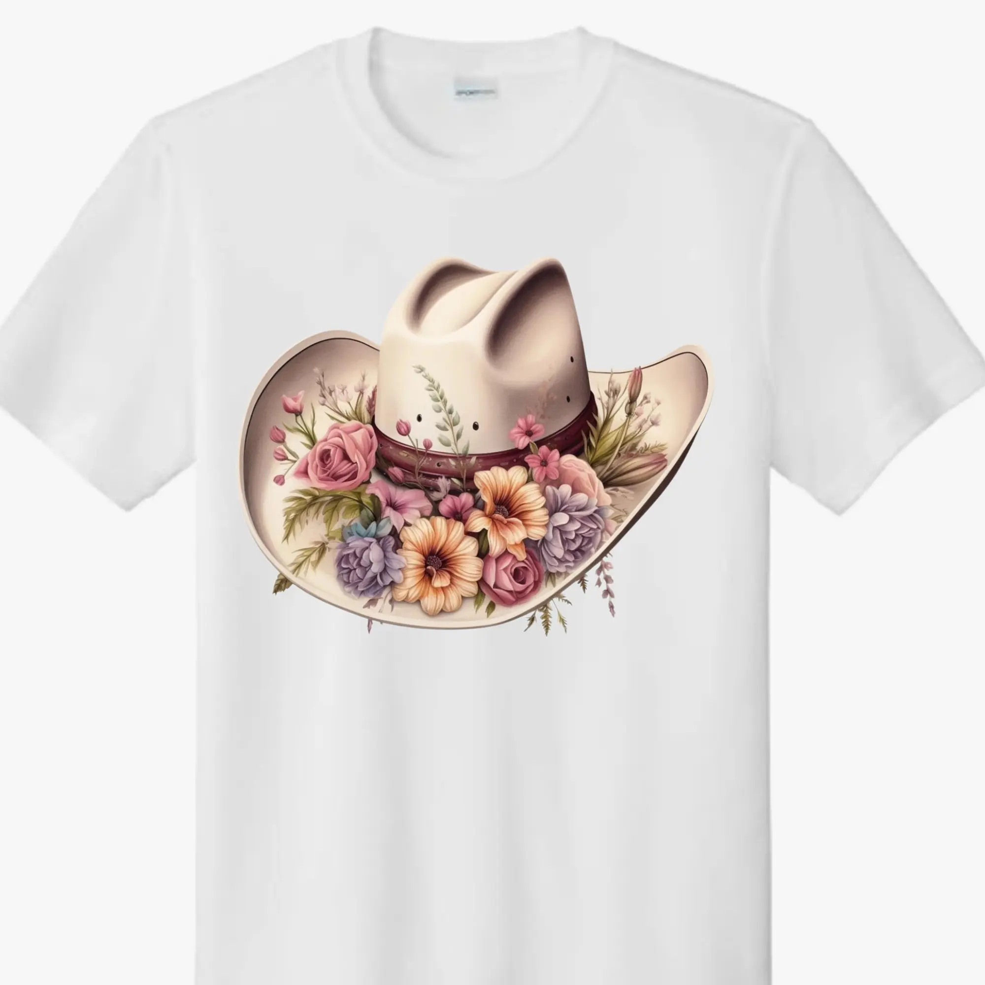 T-Shirt Design Floral Cowgirl Hat with Direct-to-Film Print, High-Quality Print, Versatile Style for T-Shirt DIY Projects (Specialty DIY Supply for Toys & Hobbies)