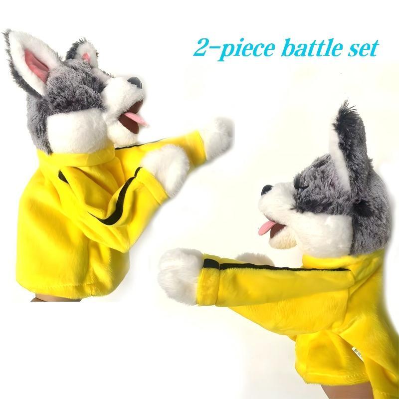 2-Piece Fighting Set Animal Boxing Interactive Puppet Toy - Boxing Husky Plush Toy, brightly colored, is a fun interactive plush game.