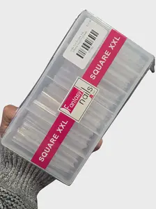 Fantasy Nails XXL Square Nail Tips Clear Color 500pcs - High-Quality Nail Tips for a Luxurious Nail Styling Experience