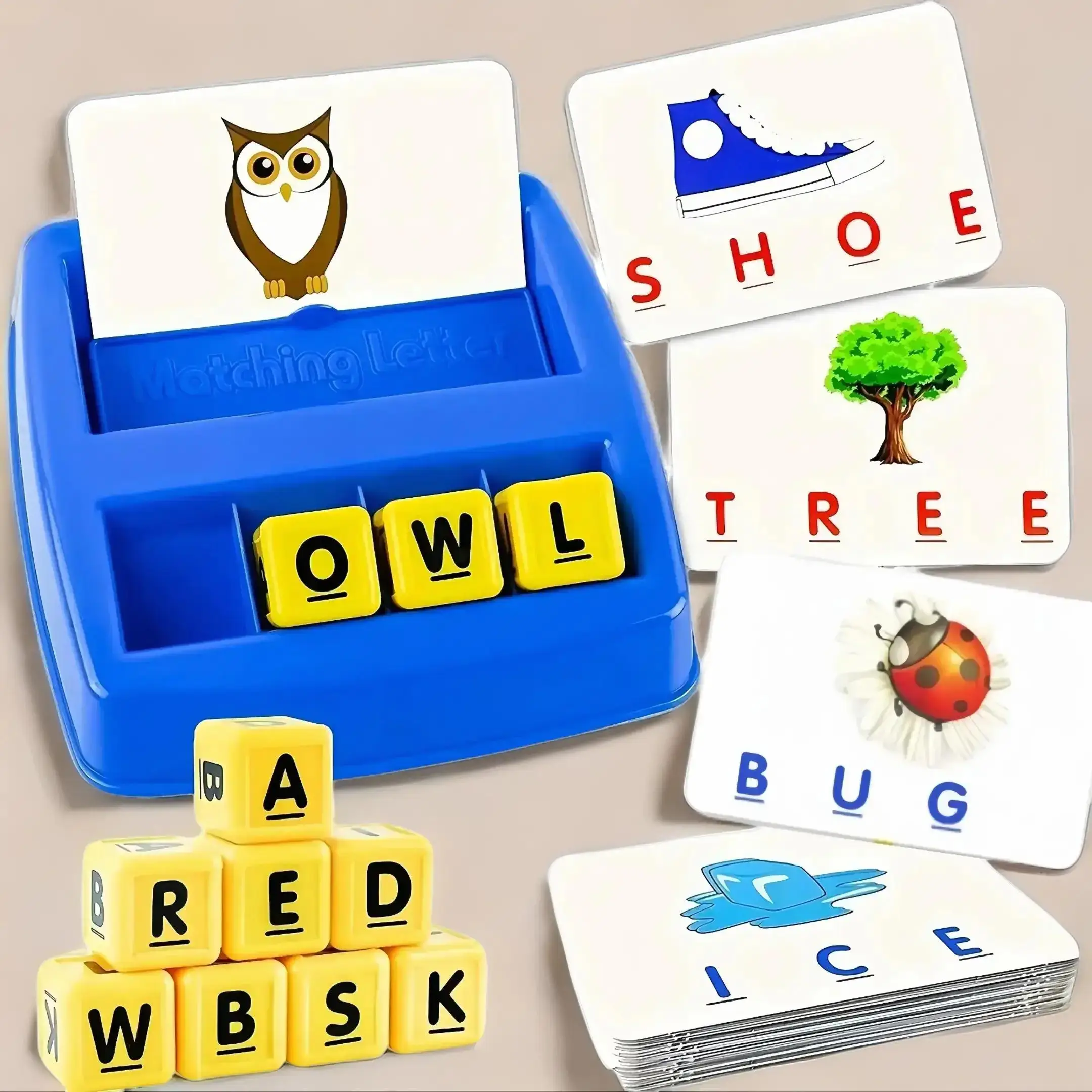 Word Recognition Letter Matching & Learning Game Cards, 1 Set Educational Toy for Kids, See & Spell Learning Toy, Children's Birthday Gift, Visual St