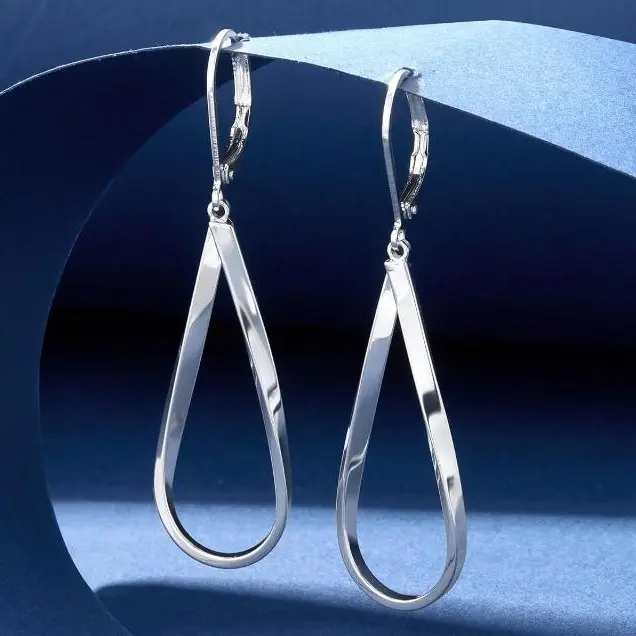 925 Silver Plating Teardrop Leverback Earrings for Women 14K Gold Plated Twisted Dangle Earrings Hypoallergenic Boho Jewelry Gift Teardropearrings, Lightweight Earring