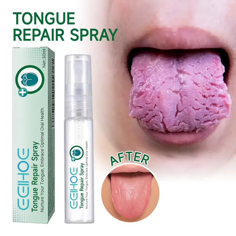 EELHOE Tongue Repair Spray, Tongue Cleaner for Fresh Breath, Repair the white tongue coating to relieve dry, cracked, swelling oral care spray