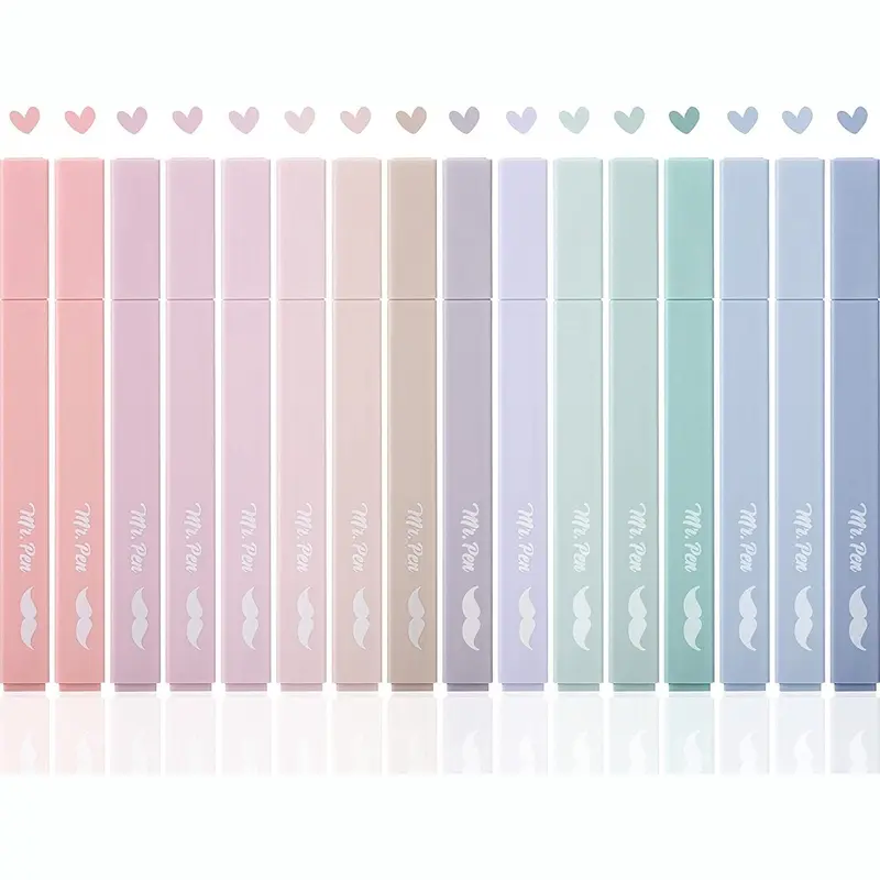 Mr. Pen Aesthetic Highlighters 16 pcs Chisel Tip Non Bleed Pastel Colors Quick Dry Smudge Free Art Supplies for School Office Travel Diaries