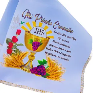First Communion Favors 12pcs Napkins - 10x10” primera comunión Recuerdos, 100% Polyester,  Servilletas de tela