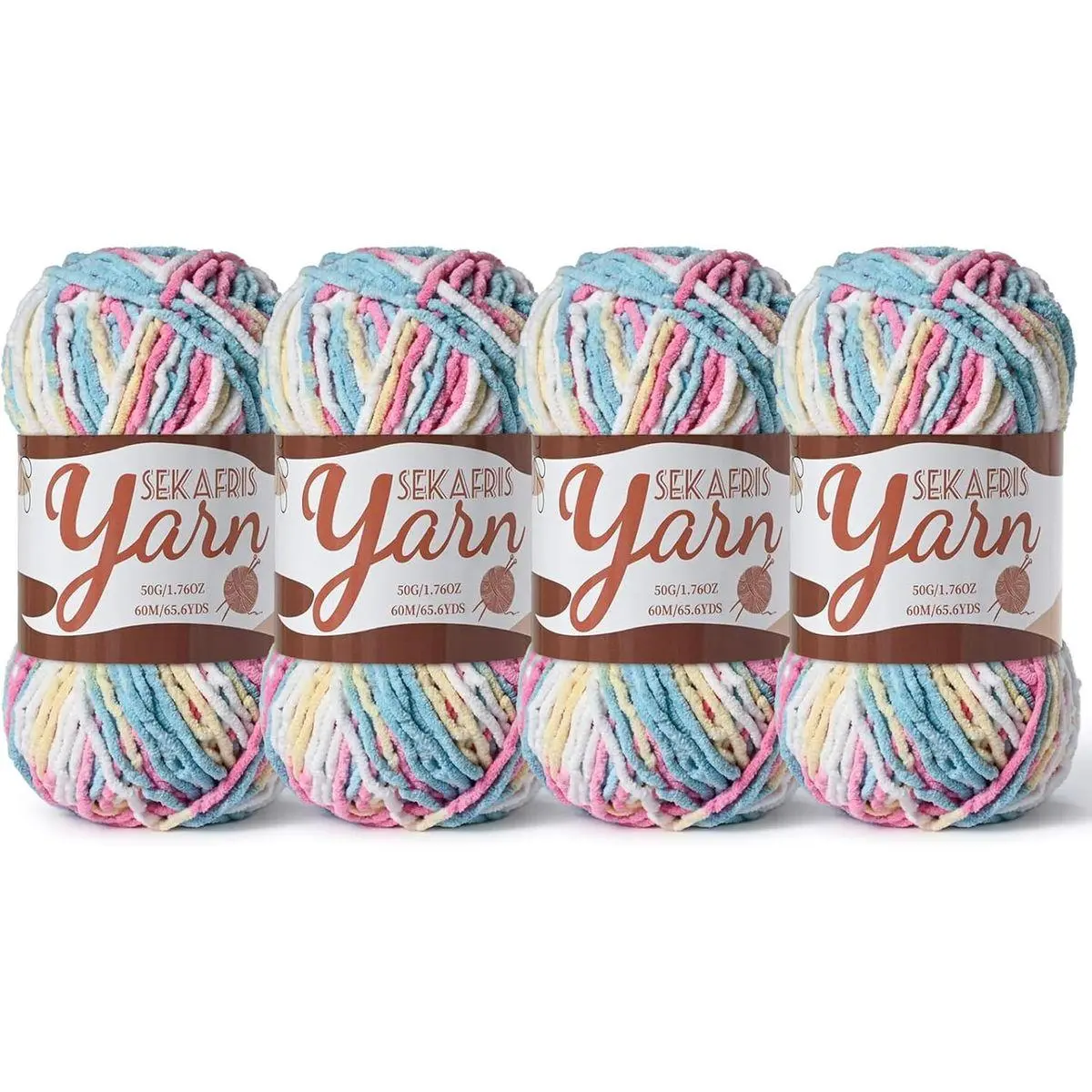 4 Pack Fluffy Velvet Yarn for Crocheting，Baby Blanket Yarn for Crocheting Soft，200g(262.4yds) Amigurumi Yarns，Plush Chenille Crochet Yarns，Puzzle Yarn for Crochet Weaving Craft(4 Candy Color)