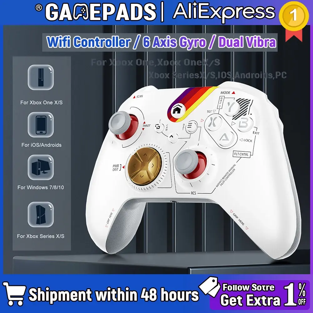 Gaming Gamepad For Xbox One Series X/S Pc With 6-Axis Gyro Sensor Dual Vibration Hall Effect Wireless Game Xbox Controller