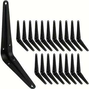6pcs Heavy Duty 6-Inch Black Iron Metal Shelf Brackets, L-Shaped Wall Mount for Floating Shelves, Decorative Corner Support, Wall Hanging Fastener with Pre-Drilled Holes for Easy Installation in Home, Garage, Kitchen, Floating Shelves for Wall