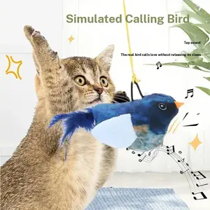 Cat Toy with Sound, Realistic Chirping Bird, Interactive Feather Teaser Wand, Durable Hanging Design for Fun & Engaging Playtime