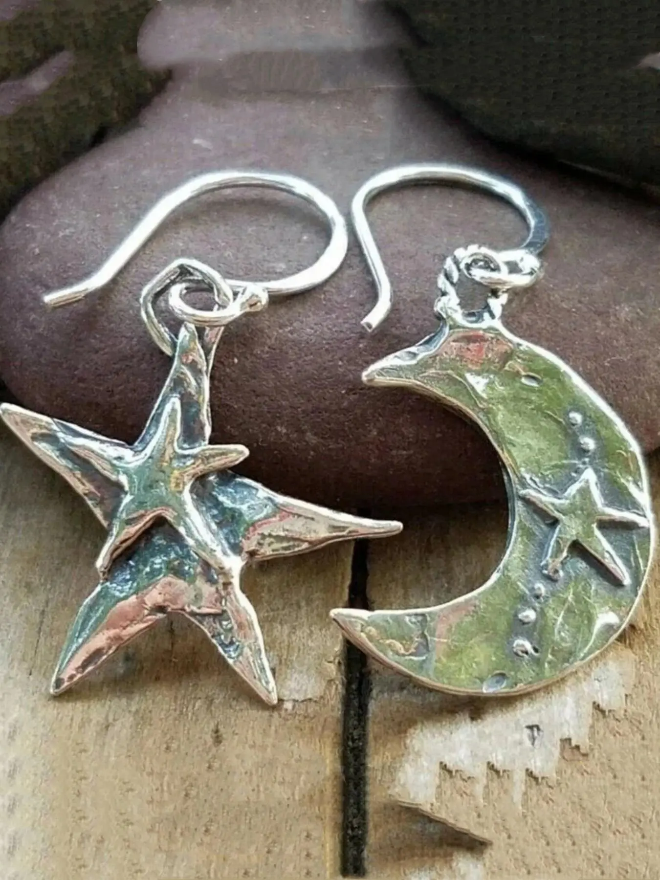 Retro Boho Moon and Star Silvery Earrings for Women Unique Silvery Drop Dangle Earrings Daily Party Jewelry Casual Trendy Jewelry Suitable for Both Men and Women Birthday Anniversary Mother's Day Gift