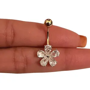 Flower Belly Ring - Surgical Steel Hypoallergenic  Lead Nickel Free Durable Quality