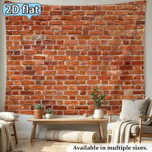 2D Flat, 1pc Vintage Red Brick Wall Tapestry - Horizontal Brick Suitable for Christmas Decorations, Traditional Party Banner Background Fabric, Horizontal Hanging Wall Hanging for Decor, Skin Fabric Suitable for Use, 2D Flat