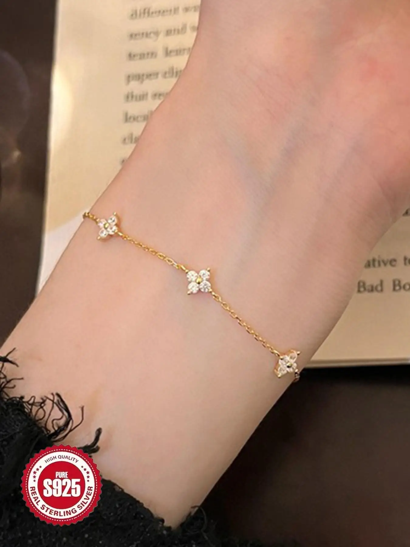 S925 Sterling Silver Elegant Daisy Design Bracelet, Fashionable Adjustable Bracelet for Women & Girls, Trendy All-match & Exquisite Jewelry for Birthd