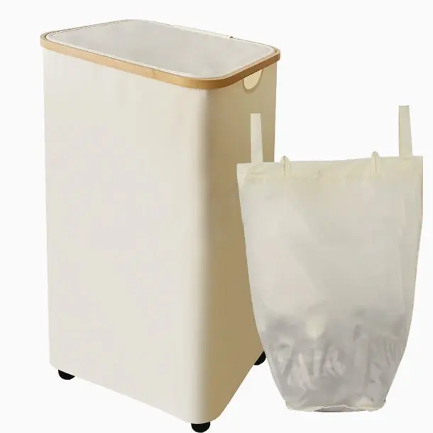 Off-white 100L dirty clothes basket (no partition)
