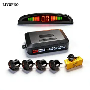 Car Automatic Reverse Sensor System with 4 Parking Sensors, Distance Detection LED Display Sound Warning, Abs Material