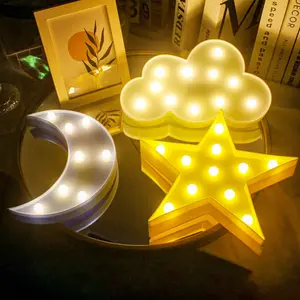 Star & Moon & Cloud Shaped LED Night Light, USB Rechargeable Wall Mounted Decorative Lamp, Novelty Lighting for Home Bedroom Living Room Decor, Decorative Lights
