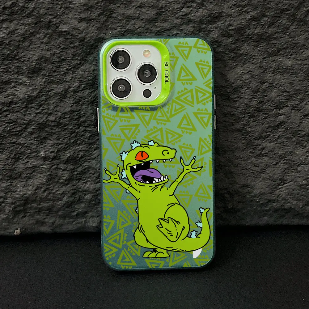 Covey Studio Quirky Green Dinosaur Smartphone Case - Creative Geometric, Metallic Silver Glossy Cover for iPhone 17,16,15,14,13,12,11 Pro Max,X,XR,XS - Handheld Cellphone Protection, Stylish Shockproof Wireless-Friendly Casing, Devices, Accessories