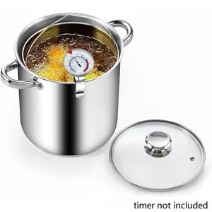 304 Stainless Steel Deep Fryer Pot with Oil Drip Tray and Glass Lid, Ideal for Frying French Fries and Chicken in Kitchen