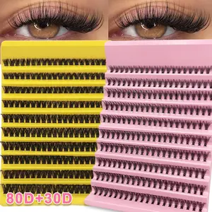 Eyelash Extension, Voluminous Lash Clusters 30D/80D, Dense Lash Clusters, Fine Single Lashes, D-Curl DIY False Lashes, Perfect for Daily Use