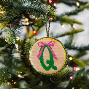 Needlepoint Monogram Ornament - Q
