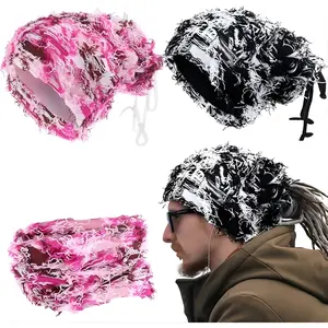 2 Pack Unisex Distressed Dreadlock Beanie Hat Rasta Cap Winter Open Back Turban Dread Hair Wraps for Men and Women