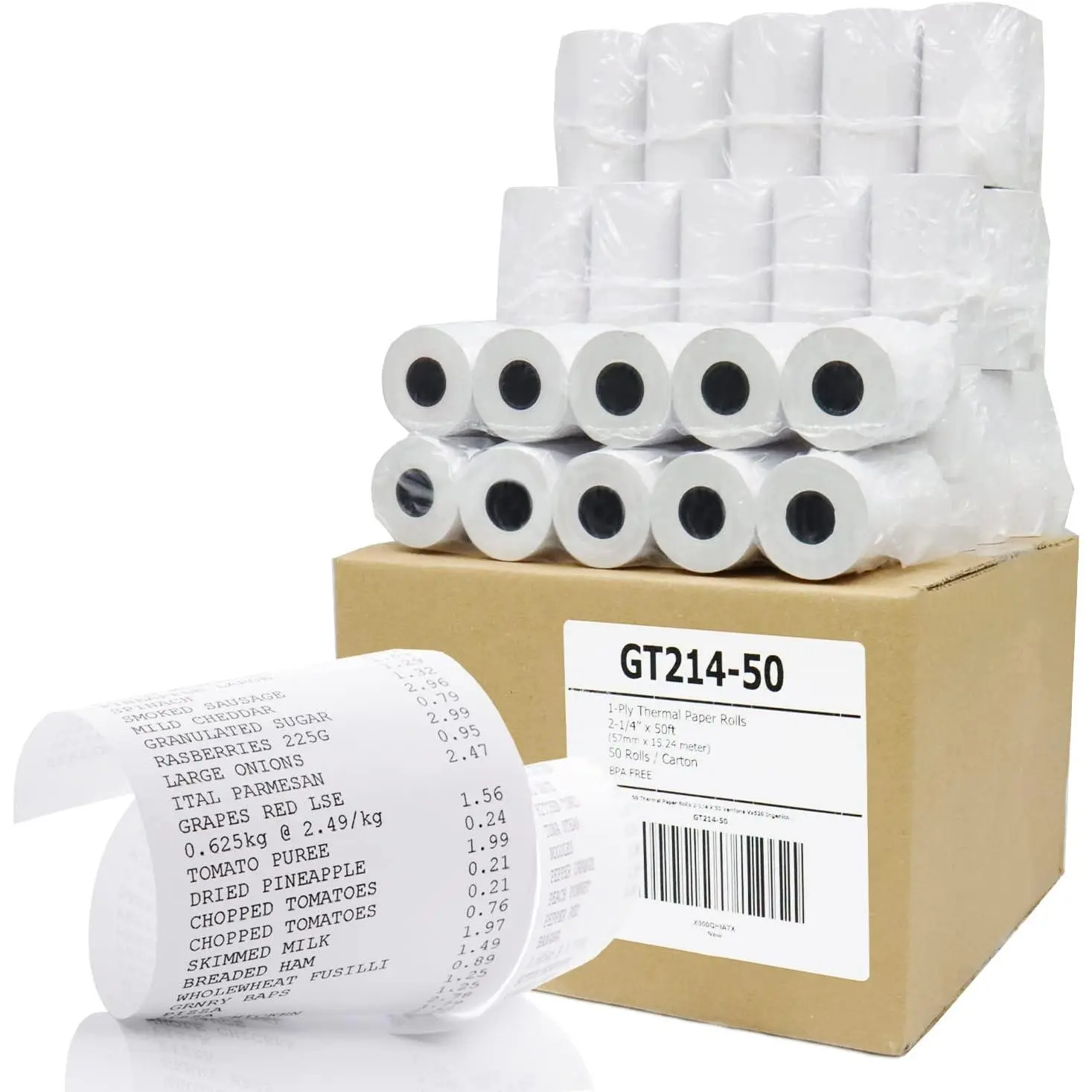Thermal Paper Receipt Rolls, 2-1/4" x 50' Direct Thermal Labels, 50 Rolls for Office Stationery & Supplies Printing Needs, Thermal Printing Labels