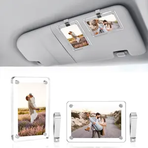 2 Pack  Visor Clip Photo Holders, Cute Personalized  for Him Her Dad Mom Husband Wife Boyfriend Girlfriend,   Picture Frame fit  & Wallet Photos 3.5 x 2.4 inch