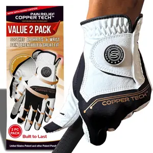 Golf Gloves Men Right Handed Golfer Left Handed Golfer (2 Pack)| Compression Joint Support | Flexible & Comfortable Fit with AAA Leather
