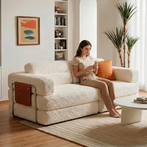 Pinmoco 81.5" Convertible Sofa Bed, Modular Sectional Sleeper Sofa for Living Room, Foldable Couch Bed with Pillows and Storage, No Assembly Required