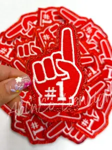 Red Foam Finger Embroidery Patch Red Foam Finger Embroidery Patch