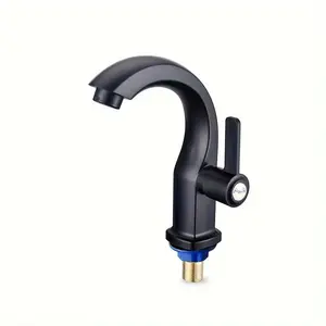 Modern Curved Bathroom Faucet, Single Hole Non-Electric Design, Durable Plastic Material for Home and Hotel Use