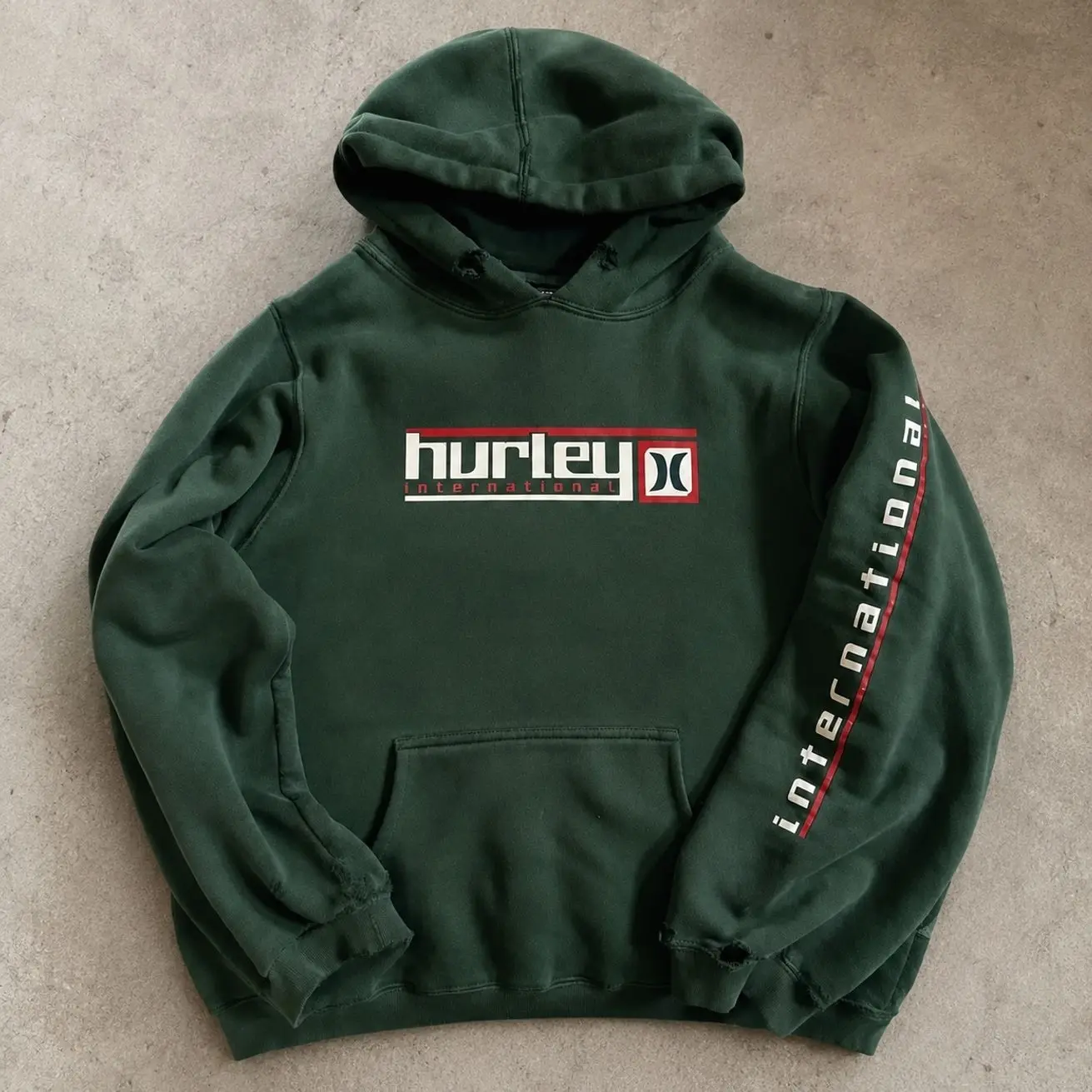 Vintage Hurley International Hoodie Y2K Surf Skate Pullover Hoodie Distressed Streetwear Black Graphic Sweatshirt