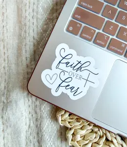 Faith Over Fear - Christian Sticker - Vinyl Clear Stickers - Waterproof Sticker - Religious Label, Jesus Sticker - Water Bottle Sticker