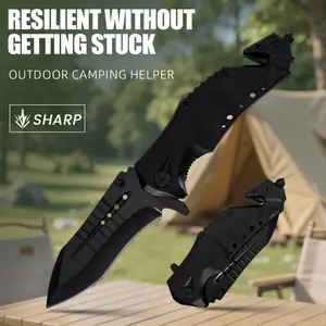 Tactical Folding Knife High Quality Hard Stainless Steel Blade,G10 Handle,with Glass Breaker Seatbelt Cutter Survival Camping Knife,Black Portable Pocket Clip Outdoor Emergency Tool for Men Hiking Wild Tactical,EDC,Excellent Gift For Men