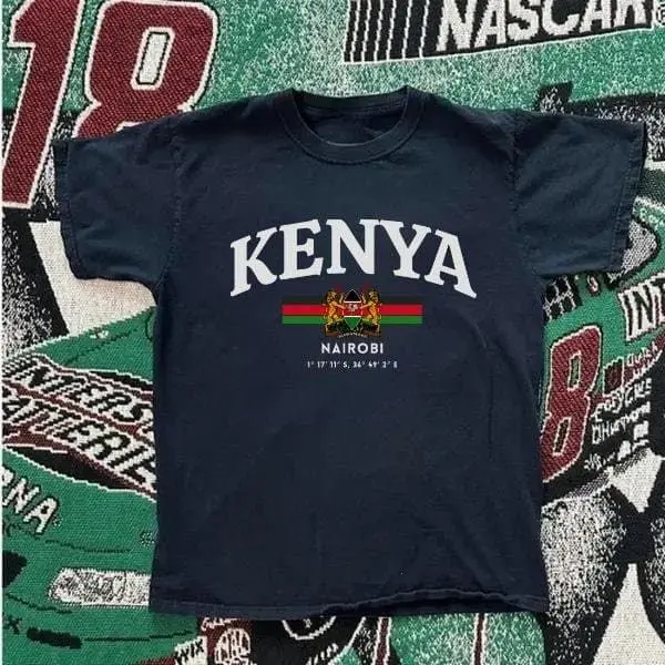 Kenya Baby Tee, Kenya Gift Graphic Shirt, Kenyan Pride Y2K Tee, African Heritage Aesthetic Top for Women
