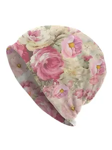 1 PC Hat Cabbage Rose Pattern Thin Caps For Men Women Skullies Beanies Ski Caps Soft Bonnet Hats