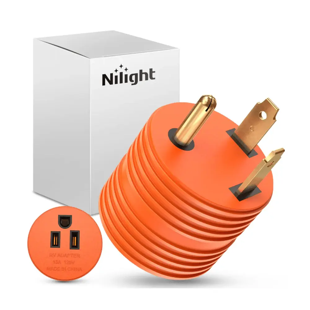 Nilight 30A to 15A RV Power Adapter Plug Converter, 110V-125V Male to Female Socket, Pure Copper Construction, High-Grip Design, Energy-Saving for RV Electrical Needs
