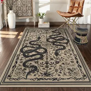 Snake Pattern Carpet,1 PC Living room carpet,Soft and comfortable bedroom mat, Decorative rug mat,Taupe snakeskin patterned rug decoration,Unique room decoration,Suitable for living rooms, bedrooms, home decoration