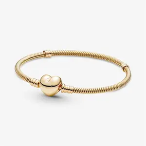 S925 Sterling Silver Moments Heart & Snake Chain Bracelet, Sparkling Bracelet,Unique Bracelet, Brilliant Bracelet,Popular Gift,Gift for her