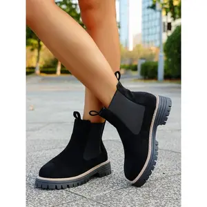 Women’s Chelsea Boots, Elastic Side Ankle Boot, Fashionable Comfortable Daily Wear, Versatile Casual Shoes for Fall & Winter
