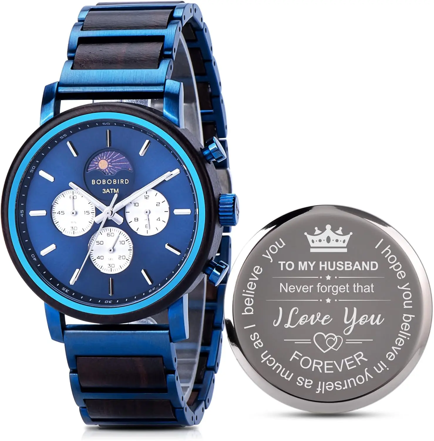Men's Chronograph Watch, Personalized Engraved Quartz Timepiece, Durable Anniversary Gift for Dad or Husband, A-For Son From Mom, Male, Custom Personalized Gift