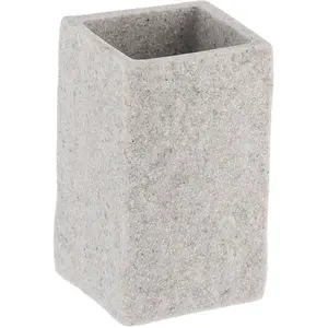 Square Resin Stone Effect Bath Tumbler Cup Toothbrush Holder Gray