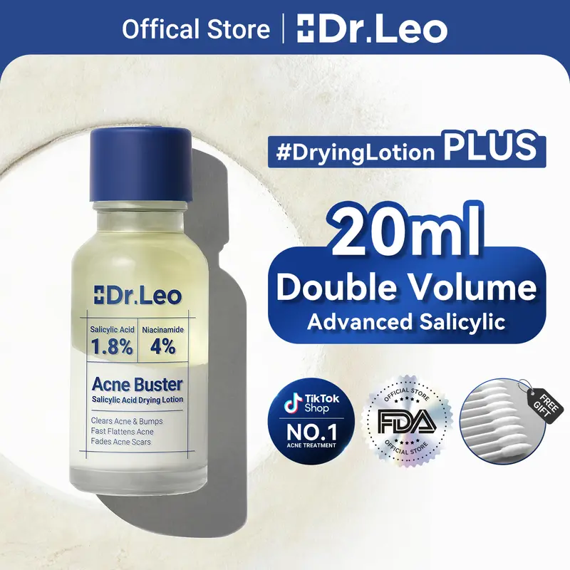 Dr. Leo Drying Lotion Plus 20ml – Upgraded Acne Spot Treatment with 1.8% Encapsulated Salicylic Acid & 4% Niacinamide & 10% Sulfur