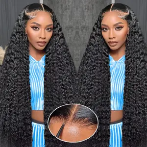 Karlami Hair Glueless Wigs Human Hair Pre Plucked Pre Cut Wear and Go Deep Wave Lace Front Wigs Human Hair for Beginners Upgraded No Glue Pre Cut 5x5 Hd Lace Closure Wigs for Black Women Human Hair 150% Density