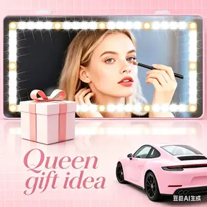 Super cute Car Sun Visor Vanity Mirror with 3 LED Lights USB Rechargeable 1500mAh Battery Touch-Sensitive Control Dimmable Bicolor Lighting for Enhanced Makeup Routineperfect for girls.Ideal for Valentine’s Day and as a gift for your girlfriend.