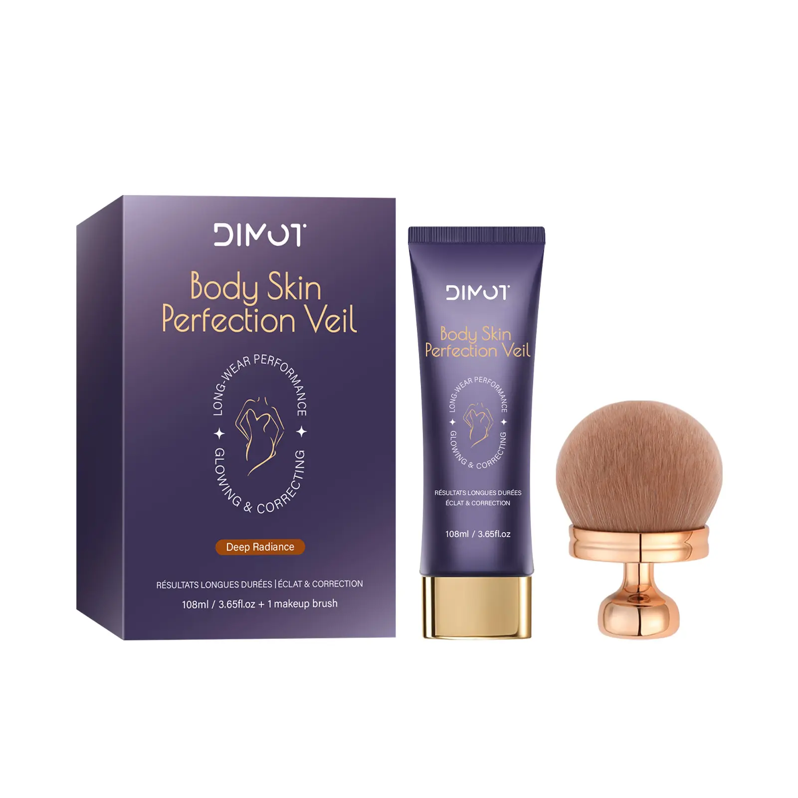 Body Coverage Makeup Set, 3.65 oz Luminous Perfector with Large Buffer Brush | Conceals Scars & Tattoos, Evens Skin Tone with Subtle Shimmer